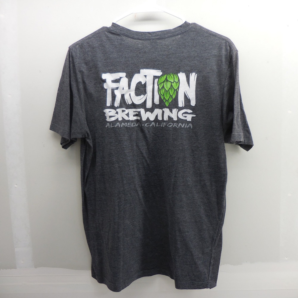 Faction Brewing Alameda California Graphic‎ T-Shirt Mens Medium Gray Heather Hop
